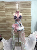 MQTIME  -  Vietnam Pink Denim Patchwork Lace Vintage Jazz Female Group Live Performance Outfit Sexy Women Dance Stage Party Birthday Wear