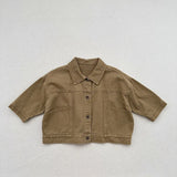  MQTIME  -  Autumn New Children Long Sleeve Coat Solid Boys Casual Cargo Jacket Fashion Girls Vintage Cardigan Cotton Kids Clothes