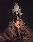 MQTIME  -  Tulle Maternity Robes With Bow Ruffled Layered Long Puffy Women Tulle Maternity Dress Custom Made For Photography