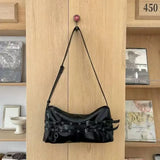  MQTIME  -  Korean Harajuku-style Retro Metal Buckle PU Leather Large-capacity Shoulder Bag Storage Bags Tote Bag Women's Bag Commuter Bags