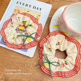 MQTIME  -  Sweet Cherry Bow large Intestine Scrunchie For Women Girls Hair Tie Cute Ornament Hair Band Rubber Band Fashion Hair Accessories