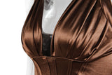 MQTIME  -  Summer Women's Clothing Deep V Neck Backless Sexy Elegant Party Dress For Woman Polyester Short Bodycon Ruched Sleeveless
