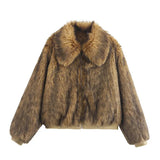 MQTIME  -  Warm Thick Lapel Fluffy Fur Coat For Women Casual Long Sleeve Faux Fur Female Jacket 2024 Winter High Street Commuting Outerwear