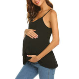 Mqtime Women Pregnant Strappy Vest Nursing Tops Maternity Breastfeeding T-Shirt Summer Fashion Pregnancy Wear