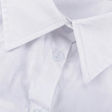  MQTIME  -  Spring Pleated Single-breasted Shirt Skirt New Lapel Long-sleeved High-waisted Temperament White Dress