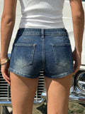 MQTIME  -  Womens Low Waist Distressed Denim Shorts Summer Casual Hotpants Y2k Style