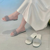 MQTIME  -  Summer New Women's Shoes Exquisite Rhinestone Flat Slippers for Woman Fashion Vacation Casual Shoes Designer Shoe Zapatos Mujer