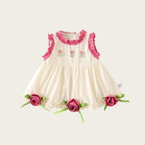 MQTIME  -  0 - 3 Y Baby Summer Clothes Summer Dress for Girls Adorable Baby Girls' Cotton Lace Dress with 3D Flowers Soft and Cute