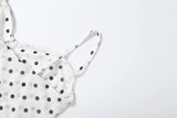 MQTIME  -  Polka Dots Print Sheer Mesh Camisole Midi Dress Women Sexy Lace Patchwork Spaghetti Straps Backless Bodycon Party Robe Clubwear