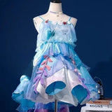 MQTIME  -  Mermaid Cosplay Camisole Dress Women Starfish Shell Pearl Lace Ruffle Spaghetti Straps Slim Mini Dress Cosplay Party Outfit