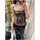 MQTIME  -  Summer Leopard Print Small Sling Y2K Women European Style Chic Design Tops Sleeveless Fashion Femmes Lace Sexy Cropped Vest Tops