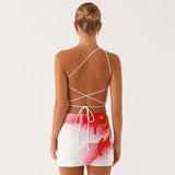 MQTIME  -  Summer New Fashion European style Women Dress Sexy Trendy Off Shoulder Sleeveless Print Backless Bodycon Midi Dress