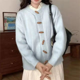 MQTIME  -  2025 Corner Button Sweater Cardigan Casual Loose Spring New Models with Knitted Sweater Jacket Women Clothing