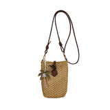 MQTIME  -  Simple Handwoven Straw Cute Mini Crossbody Bucket Bag Ladies  Phone Shoulder Bags Summer Travel Beach Handbags and Puses
