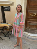 MQTIME  -  Elegant Printed Women's Dress Half Sleeve V-Neck A-Line Loose Lady Dresses Spring Summer Fashion Female Vacation Robe