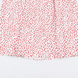 MQTIME  -  French Style Retro White With Red Fruit Print Bow Lacing Up Sling Dress Slim Waist Ruched  A line Midi Long Dresses Robe