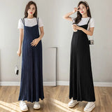 Mqtime Maternity Clothings New Summer Overall Fashionable Loose Oversized Cropped Wide Leg Floor-Length Chiffon Pant for Pregnant Women