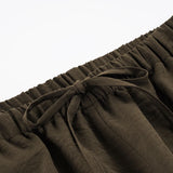  MQTIME  -  Women's Casual High Waisted Drawstring Wide Leg Pants Solid Color Loose Flowy Trousers for Summer Beach Vacation Daily Wear Chic