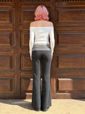 MQTIME  -  Y2K Polka Dot Print Low Waist Summer Loose Casual Long Medium Strecth Knitted Pants