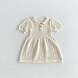 MQTIME  -  Summer Newborn Infant Baby Girls Hollow Out Knit Thin Muslin Dresses Ventilate Skirt Kids Onepiece Fashion Baby Clothing