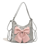 MQTIME  -  Korean-style Cute Big Pink Bow Pu Cute Large-capacity Storage Bag Handbag Backpack Woman Bags Schoolbag Crossbody Bag