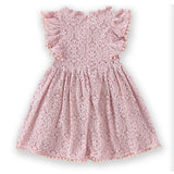 MQTIME  -  Girls Dress Lace Hollow out Children Wedding Dress Ruffle Sleeve Kid Party Princess Elegant Costume Baby Clothes Autumn A477