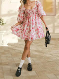 MQTIME  -  Women s Vintage Polka Dot Swing Dress Retro 1950s Rockabilly Cocktail Party Dress Short Sleeve Sweetheart Neckline Dress