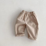 MQTIME  -  1-5Y Kid's Jeans New Autumn Solid Color Denim Pants Loose Style Boys Trousers Mid Waist Kid's Outdoor Pants