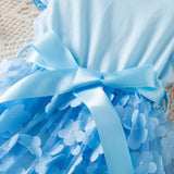 MQTIME  -  Toddler Baby Girls Clothes Elegant Floral Print Tulle Dress Summer Kids Princess Party Birthday Dress Butterfly Solid Mesh Dress