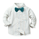 MQTIME  -  Toddler Kids Boys Gentleman Clothing Sets Long Sleeve Bowtie Striped Shirt+Suspenders Pants Little Boy 2PCS Outfits