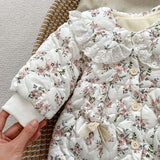 MQTIME  -  Winter 0-24M Toddler Baby Girl Warm Thick Romper Floral Printing Newborn Baby Girl Plush Jumpsuit Children Warm Thick Clothes