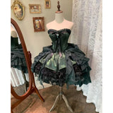 MQTIME  -  Handmade Rose Nebula Gothic Red Lolita Evening Wedding Dress Girls Birthday Party Bar Mitzvah Trailing Lolita Princess Dress