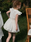 MQTIME  -  New Summer Baby Girls Princess Dresses Lace Embroidery Ruffles Sleeve Children Cute White Dress