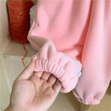 MQTIME  -   Kids Fleece Warm Sets Winter Plus Velvet Outfits Autumn Long Sleeved Pullover Tops+Pants 2Pcs Children Casual Clothing Suits