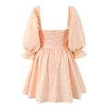MQTIME  -  Fashion Sweet Style Dress Women's Autumn Bubble Sleeve Splicing Design Pleated Skirt