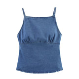 MQTIME  -  Spring/Summer New European and American Style Women's Fashion Sexy Spicy Girl Versatile Strap Denim Top