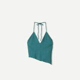 MQTIME  -  Sexy Knit Halter Top Pant Sets Women Asymmetric Backless Sleeveless Crop Vests Wide Leg Pants 2025 Summer Lady Holiday Outfits