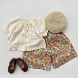 MQTIME  -  New Kid's Baby Summer Blouse Sweet Embroidery Floral Girls Short Sleeve Shirt Base Tops Children's Outdoor Clothes 1-6T
