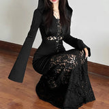 MQTIME  -  Fall 2025 New Women's Solid Color Slim High Waist Street Fashion Hooded Long Sleeve Dress