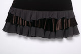  MQTIME  -  Chic Fashion Velvet Splicing High Waist Mini Skirts For Women New Ruffles Elegant Skirt Woman Y2k Night Club Party Skirts﻿ ﻿
