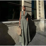 MQTIME  -  Zipper Long Dress Woman Pleated Sleeveless Bodycon Dress Summer Elegant Party Dresses For Women New Midi Dresses