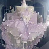 MQTIME  -  Ins Handmade Lavender Dreams & Bow-covered Magic Fairy-tale Couture That Feels Like A Dream Women Boutique Weddinng Party Dress