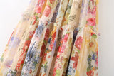MQTIME  -  Printing Boho Dress Lace-up Straps Maxi Dress A-line Floral Pleated Vestidos Chiffon Holiday Dresses Hippie Robes