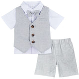 MQTIME  -  Boys Clothes Set Kids Formal Wedding Dress Suit Toddler Suit Church Photoshoot Funeral Ring Bearer Outfit Shorts Set Tuxedo