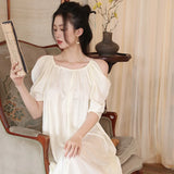 MQTIME  -  Summer Lingerie Sleep Wear Apricot Nightdress Clothes Women French Nightgowns Sexy Nightwear