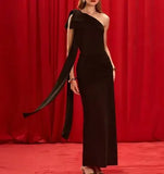MQTIME  -  Spring Women's New Fashion Single Shoulder Wrinkle Slimming Solid Dress Temperament Commuting Female Elegant Sexy Party Dresses