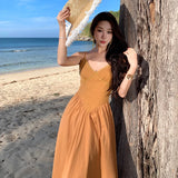 MQTIME  -  French Vintage Elegant High Waist Slim Dress Women Summer V Neck Y2k Short Party Long Dress Female A-line Chic Casual Dress 2024