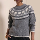 MQTIME  -  Autumn Winter Soft Warm Long Sleeved Sweater Top Fashion Christmas Sweaters Female O Neck Jacquard Loose Knitted Sweater