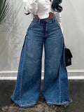 MQTIME  -  Vintage Blue Baggy Flared Jeans Women Y2k 2000s Wide Leg Denim Trousers Grunge Punk Oversized Casual Jeans Streetwear