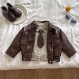 ﻿ MQTIME  -  Autumn & Winter New Arrival Baby & Toddler Clothing 2-4 Years Old Girl Baby Flared Collar Leather Jacket